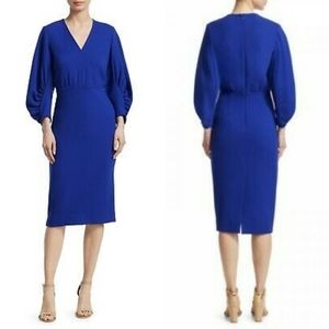Lela Rose Lapis Wool Midi Dress
